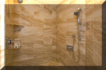 The shower in the master bath